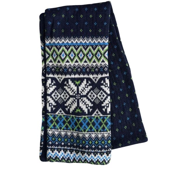 Vineyard Vines One Size Fair Isle Scarf Merino Wool Alpaca Blue - Picture 1 of 3